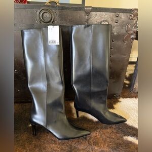 Faux Leather Knee High Boots